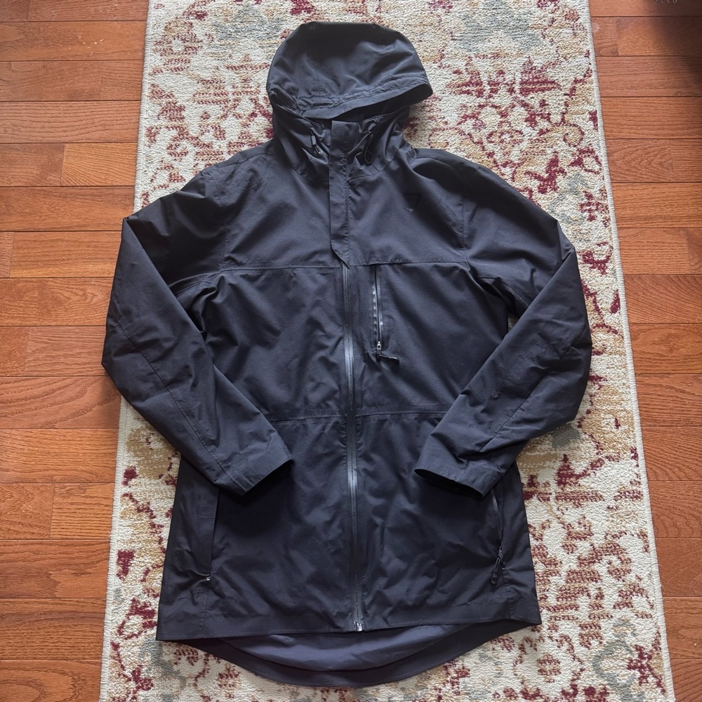 Gymshark Men’s Black Hooded‎ Full Zip Rain Jacket Coat Size Medium
